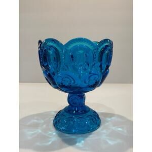 L.E. Smith Moon & Stars Blue Compote Candy Dish